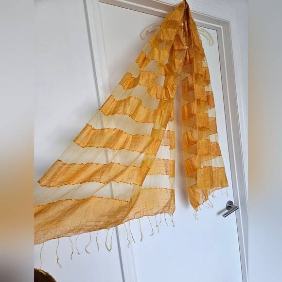 Golden Yellow Silk Scarf - Picture 2 of 3